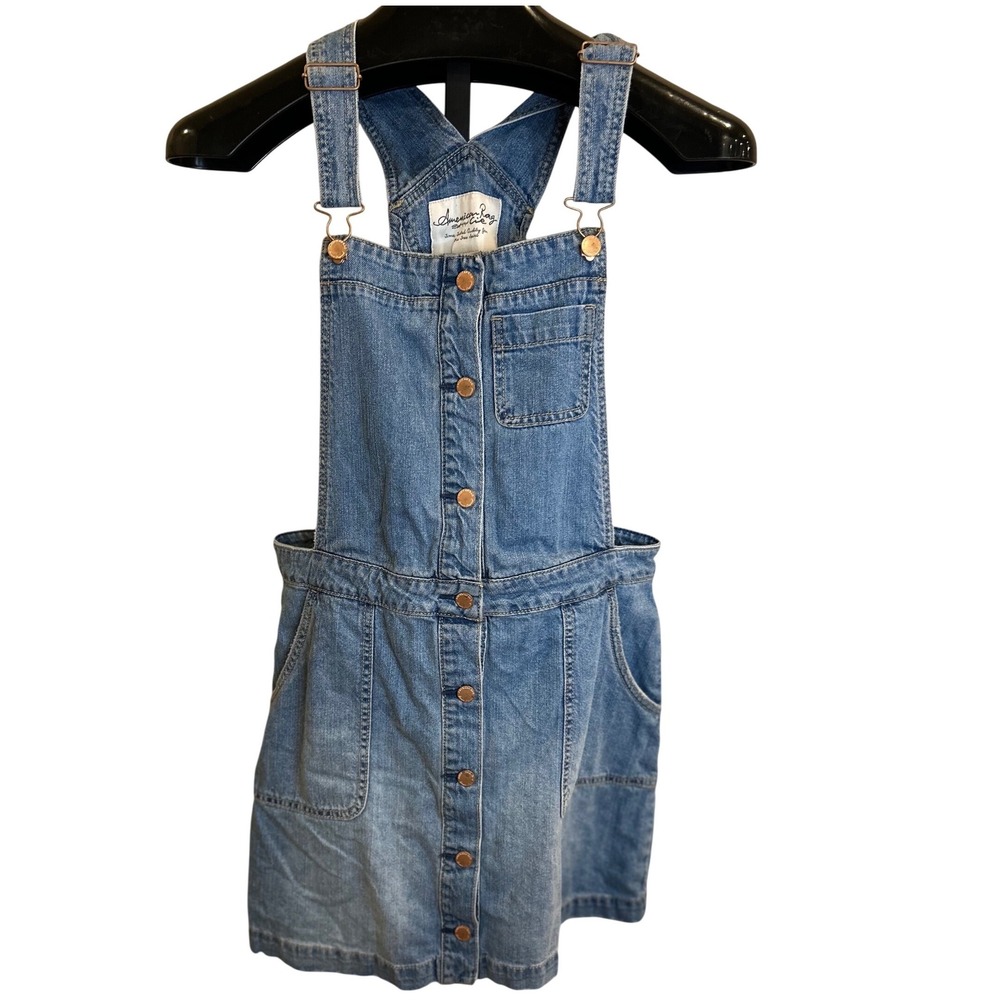 American Rag Cie Denim Button Front Overall Dress Size 15 Blue Jean